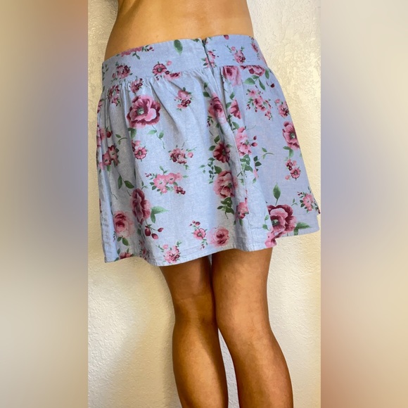Lush Women's Skater Skirt Floral Blue Pink (M) - Picture 6 of 13